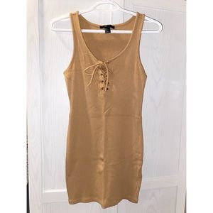 Forever 21 Ribbed Lace-Front Bodycon Dress